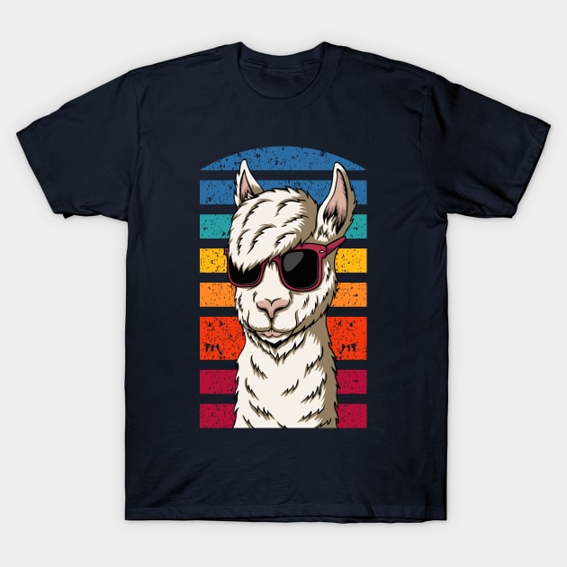 Cool Retrowave Llama with Aesthetic Gradient Colors T-Shirt by mrspaceman